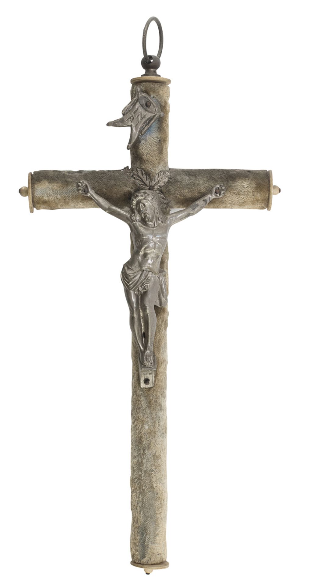 CRUCIFIX IN SILVERED METAL EARLY 20TH CENTURY