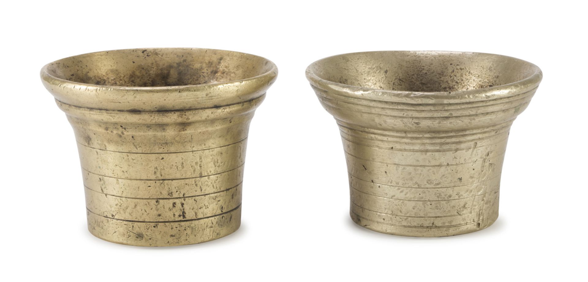 TWO SMALL BRONZE MORTARS 18TH CENTURY