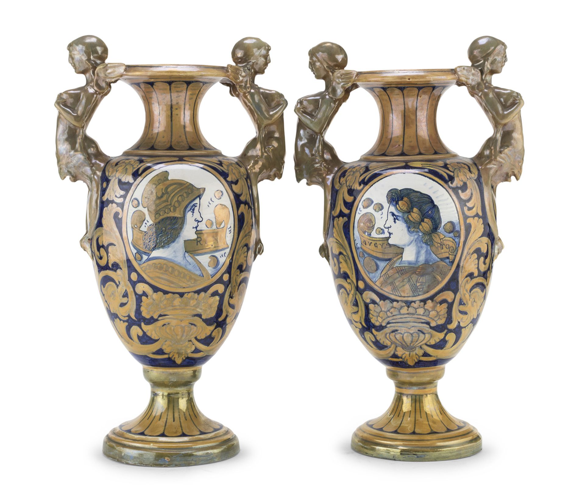 PAIR OF CERAMIC VASES PROBABLY GUALDO TADINO 20TH CENTURY