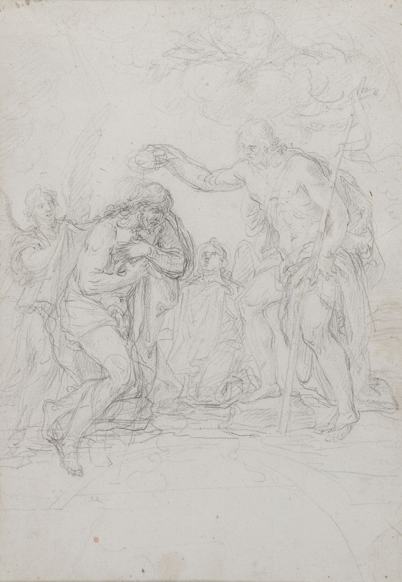PENCIL DRAWING OF BAPTISM OF CHRIST BY CARLO MARATTI