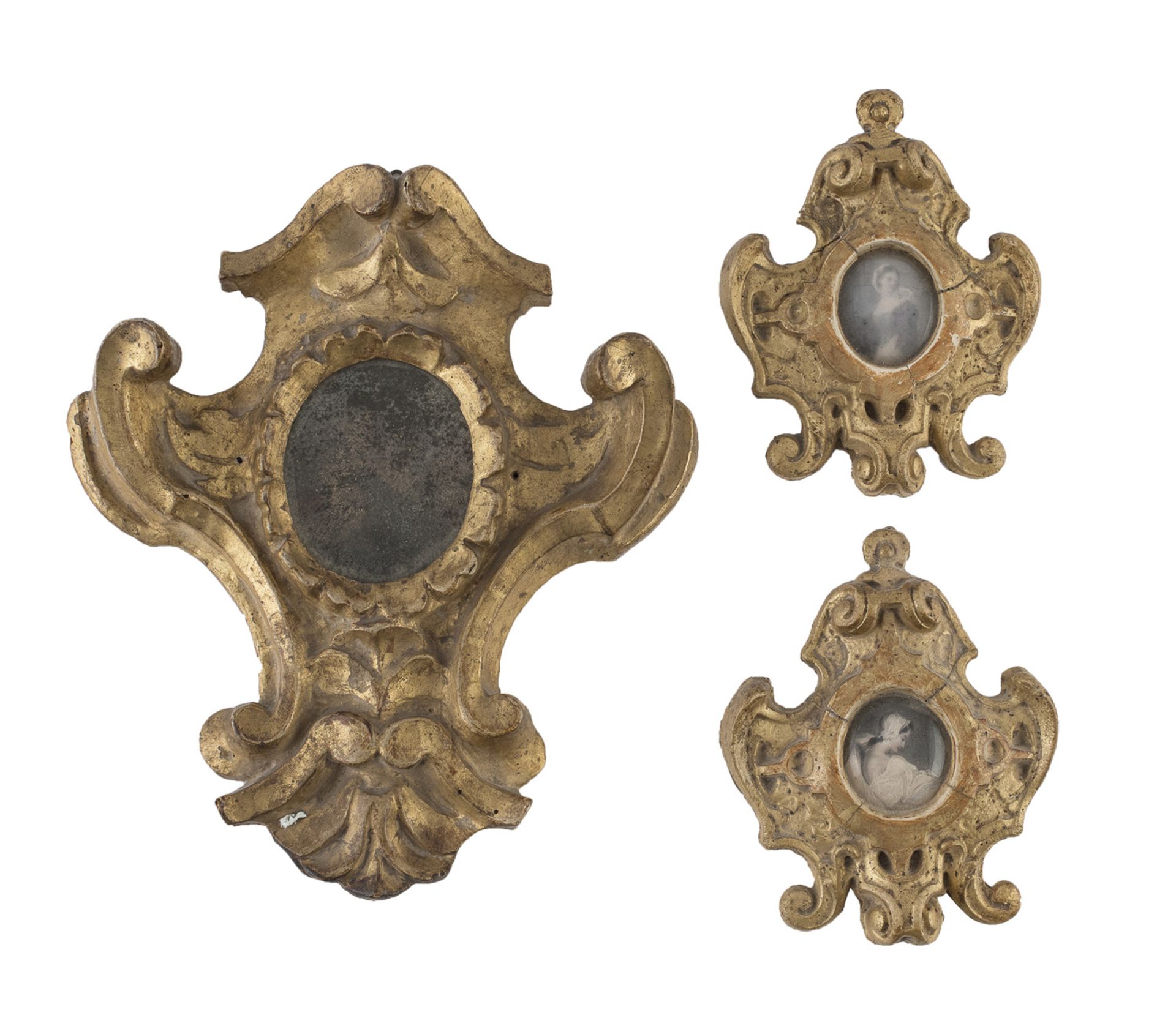 THREE MIGNON MIRRORS 18TH CENTURY