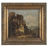 OIL PAINTING OF A LANDSCAPE WITH RUINS ATT. TO GIOVANNI MIGLIARA