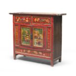 A MONGOLIAN LAQUER WOOD SIDEBOARD. CULTURAL REVOLUTION PERIOD.