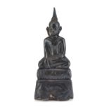 A BURMA TERRACOTTA METAL COVERED SCULPTURE DEPICTING BUDDHA. FIRST HALF 20TH CENTURY.