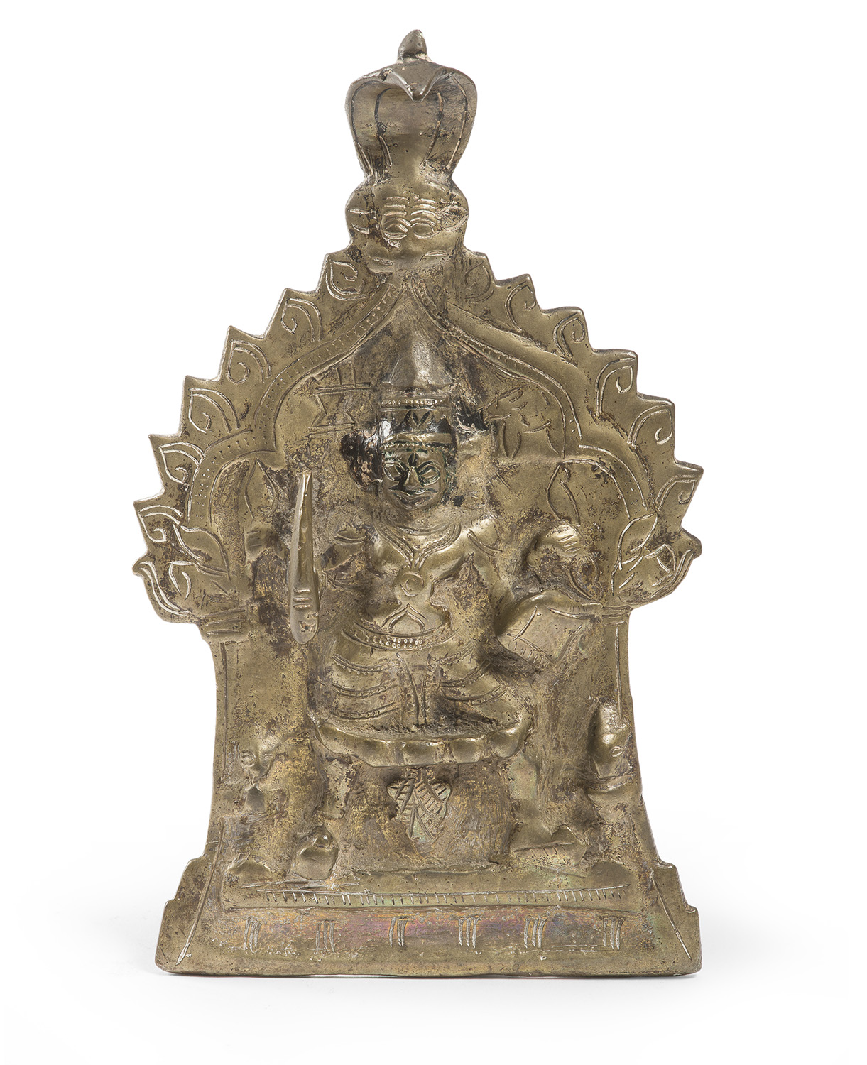 AN INDIAN BRONZE BAS-RELIEF DEPICTING VEERABHADRA. EARLY 20TH CENTURY.