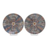 A PAIR OF LARGE JAPANESE POLYCHROME ENAMELED DISHES. FIRST HALF 20TH CENTURY.