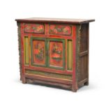 A MONGOLIAN LAQUER WOOD SIDEBOARD. CULTURAL REVOLUTION PERIOD.