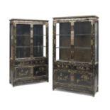 A PAIR OF CHINESE LACQUERED WOOD SHOWCASES EARLY 20TH CENTURY.