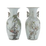 A PAIR OF CHINESE DECORATED PORCELAIN VASES. EARLY 20TH CENTURY.