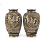 A PAIR OF JAPANESE POLYCHROME AND GOLD CERAMIC VASES. END 19TH EARLY 20TH CENTURY.