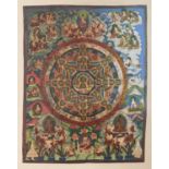 TIBETAN SCHOOL EARLY 20TH CENTURY. TAOIST IMMORTALS. THANGKA IN TEMPERA ON PAPER.