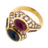 GOLD RING WITH SAPPHIRES RUBIES AND DIAMONDS