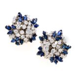 WHITE GOLD EARRINGS WITH SAPPHIRES AND DIAMONDS