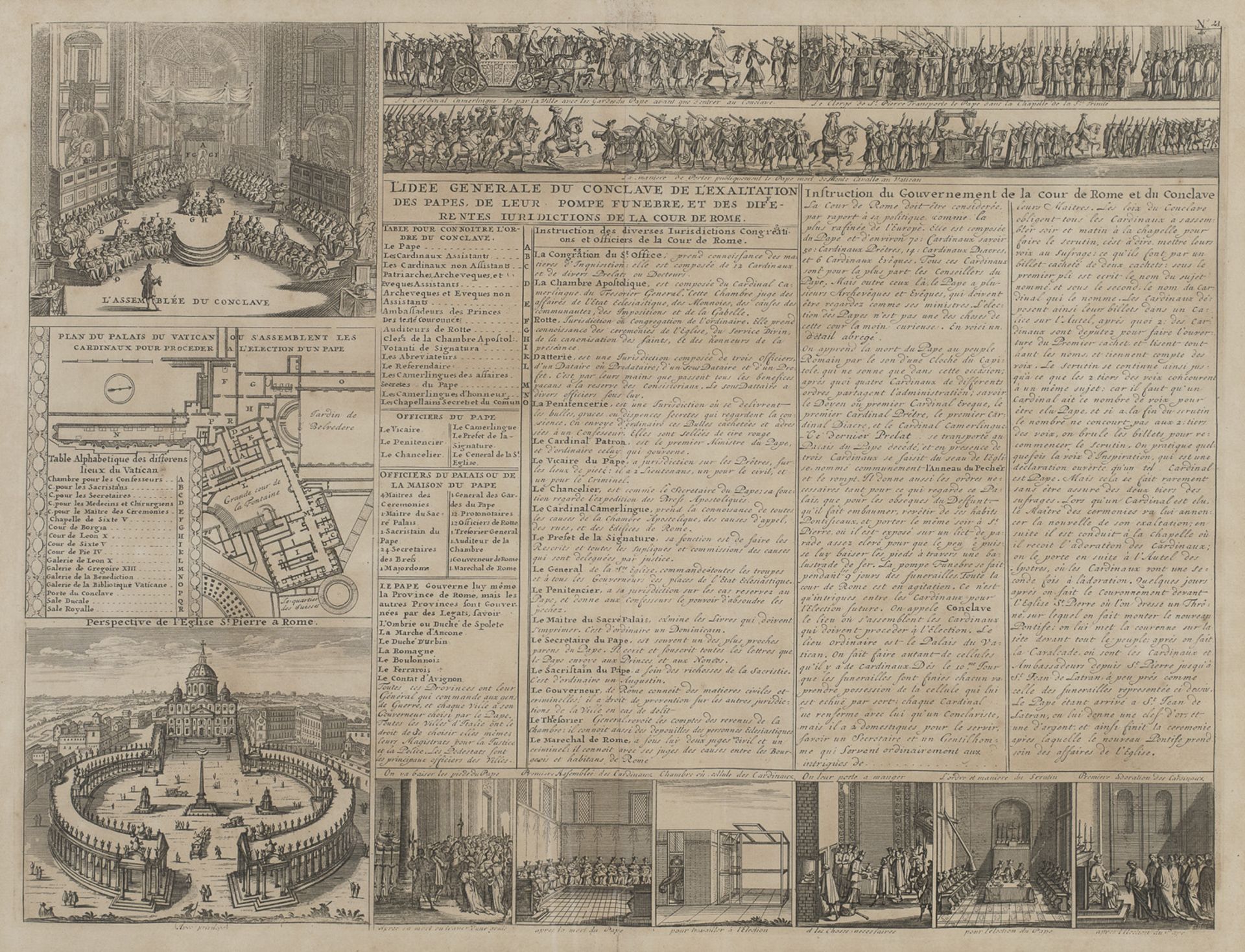 FRENCH ENGRAVING VATICAN CONCLAVE 19TH CENTURY