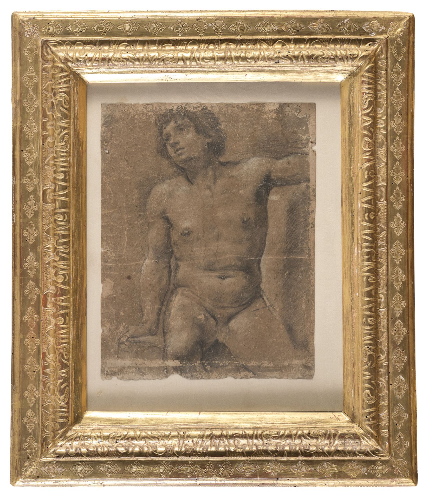 PASTEL DRAWING OF A NUDE STUDY BY A FLORENTINE PAINTER 17TH CENTURY