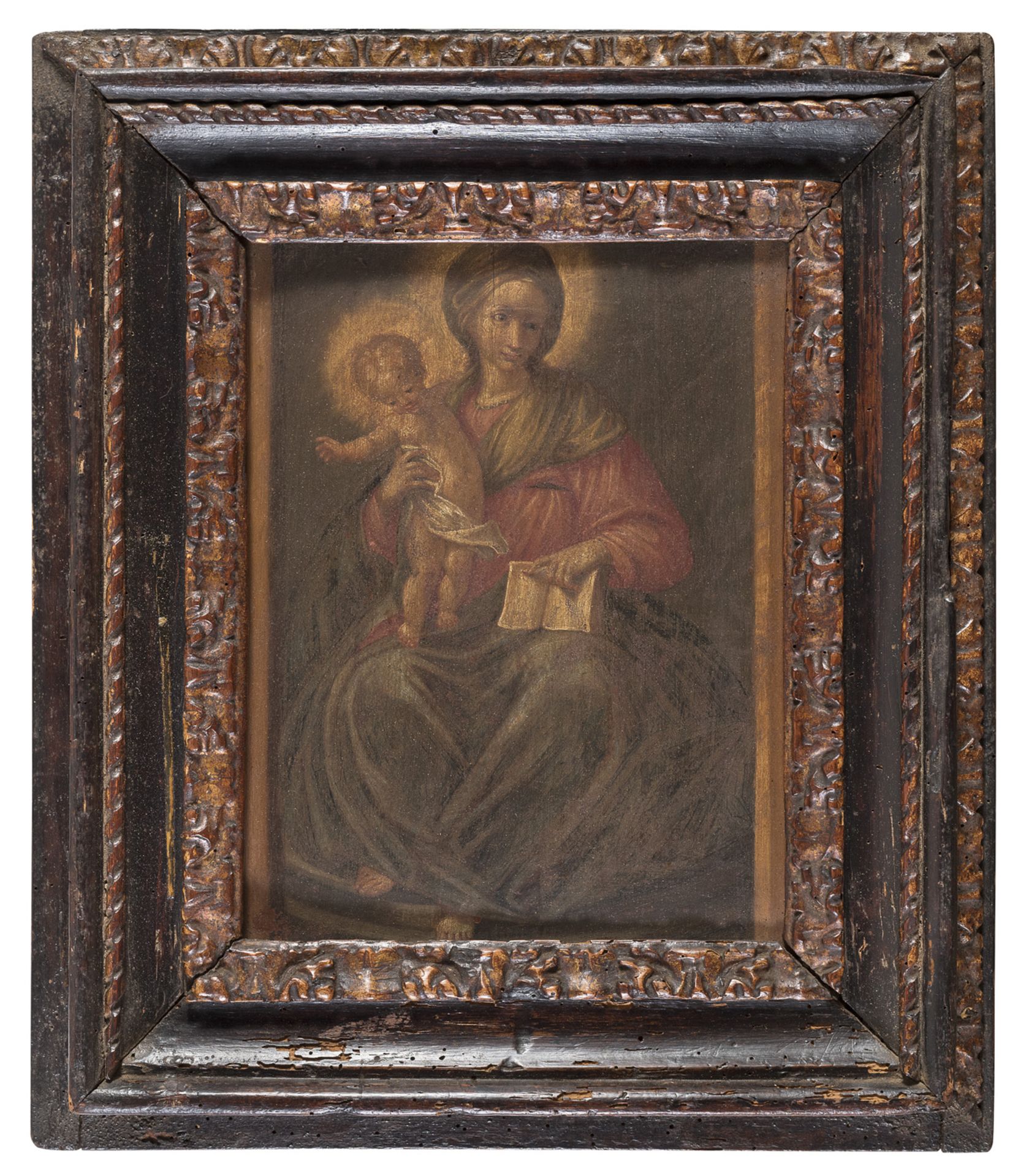 OIL PAINTING OF MADONNA AND CHILD 19TH CENTURY