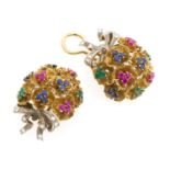 GOLD EARRINGS WITH RUBIES SAPPHIRES EMERALDS AND DIAMONDS