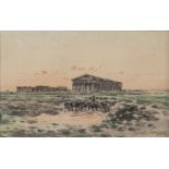 WATERCOLOR OF PAESTUM BY GIUSEPPE LAEZZA (1835-1905)