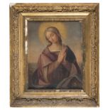 OIL PAINTING OF VIRGIN IN PRAYER BY FLORENTINE PAINTER LATE 19TH CENTURY