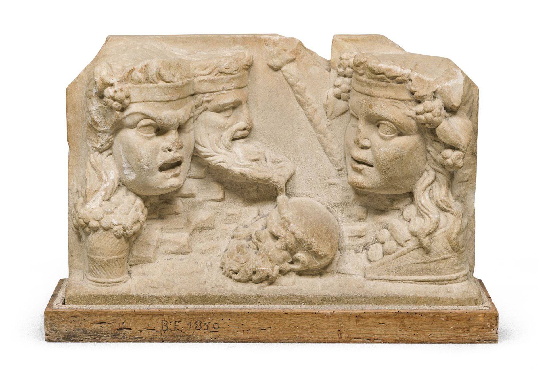 HIGH-RELIEF IN MARBLE OF BACCHIC ALLEGORY 19TH CENTURY