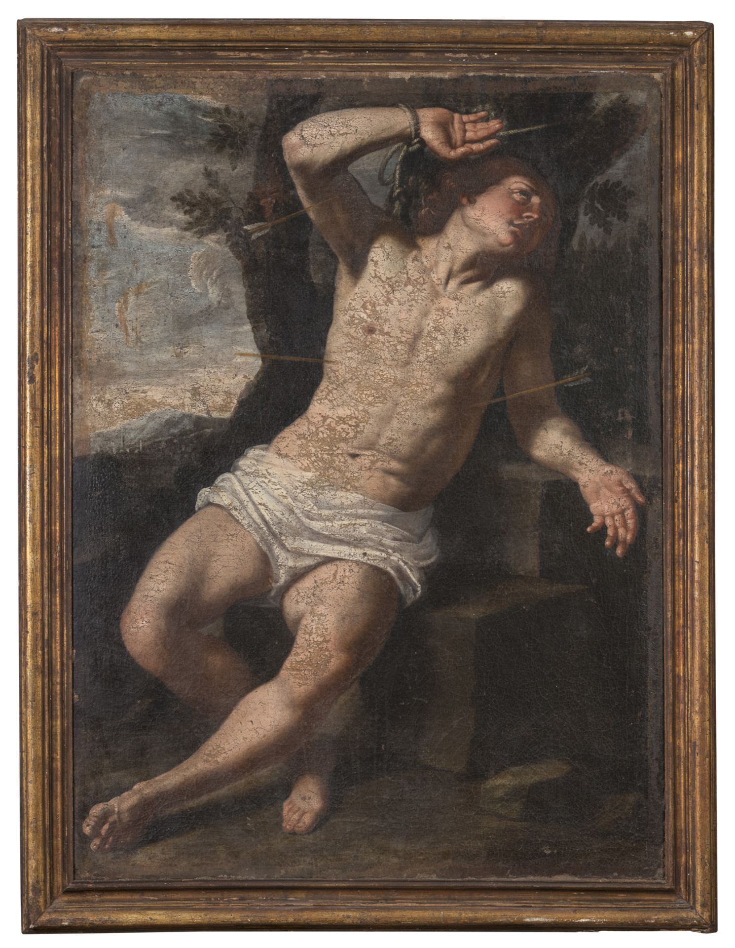 OIL PAINTING OF ST SEBASTIAN BY FOLLOWER OF FRANCESCO ALBANI (1578-1660)