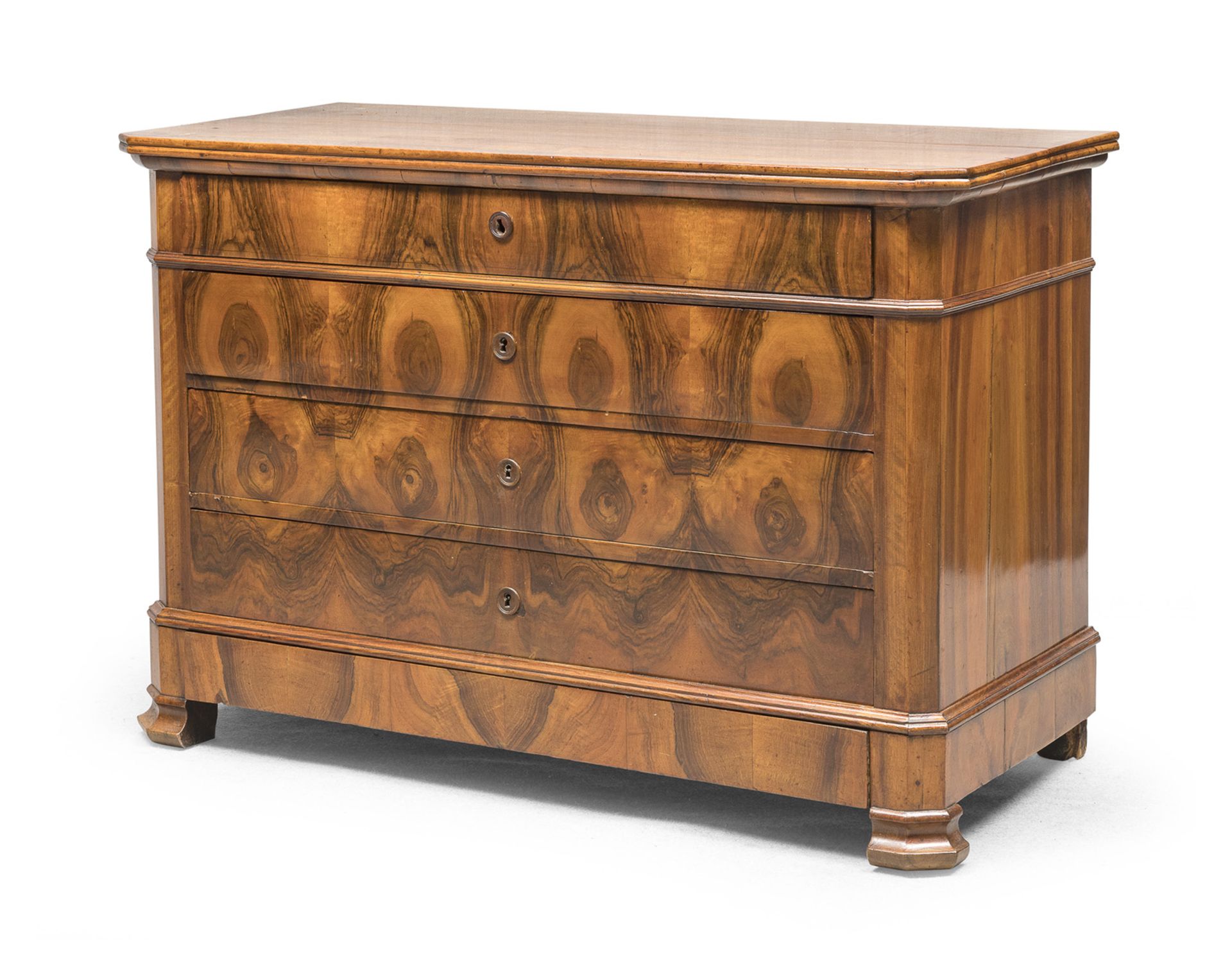 CHEST OF DRAWERS IN WALNUT AND WALNUT ROOT 19TH CENTURY