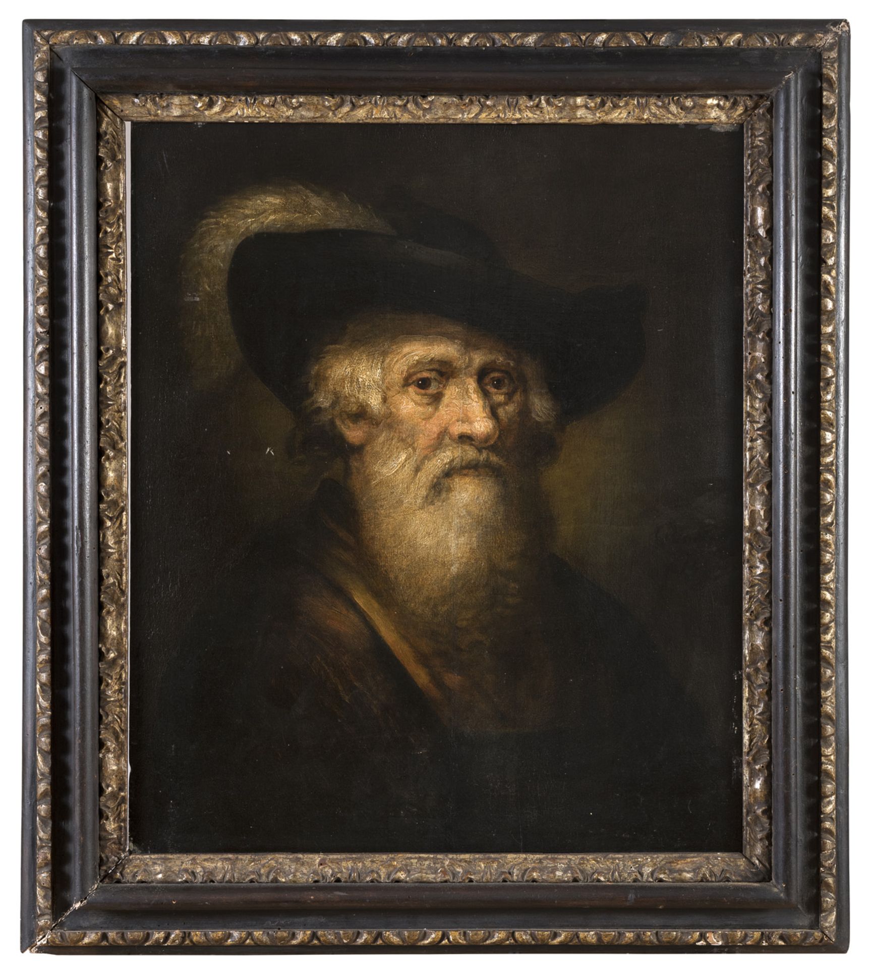 OIL PORTRAIT OF A GENTLEMAN BY FOLLOWER OF REMBRANDT HARMENSZOON VAN RIJN (1606-1669)