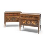 PAIR OF SMALL INLAID COMMODES LOMBARDY LATE 18TH CENTURY