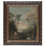 TWO VENETIAN OIL PAINTINGS WITH SATYR AND NYMPH 18TH CENTURY