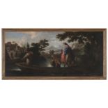 ROMAN OIL PAINTING OF THE FLIGHT INTO EGYPT 17TH CENTURY