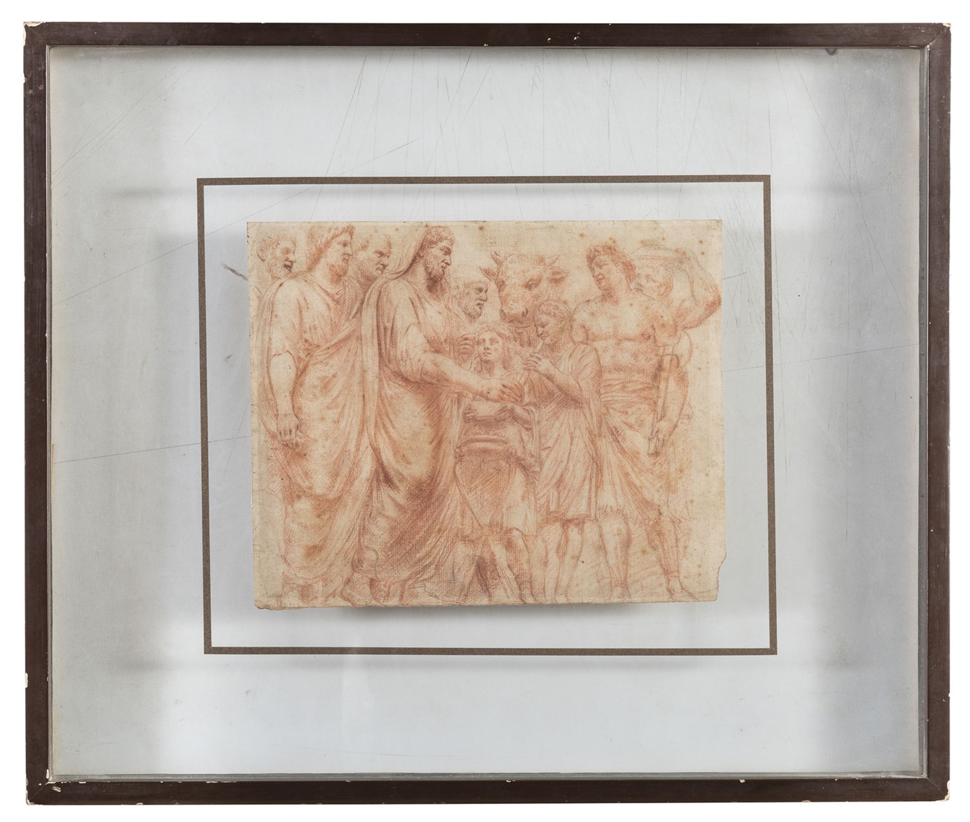 SANGUINE DRAWING OF THE SACRIFICE TO CAPITOLINE JUPITER. 18TH CENTURY - Bild 2 aus 2