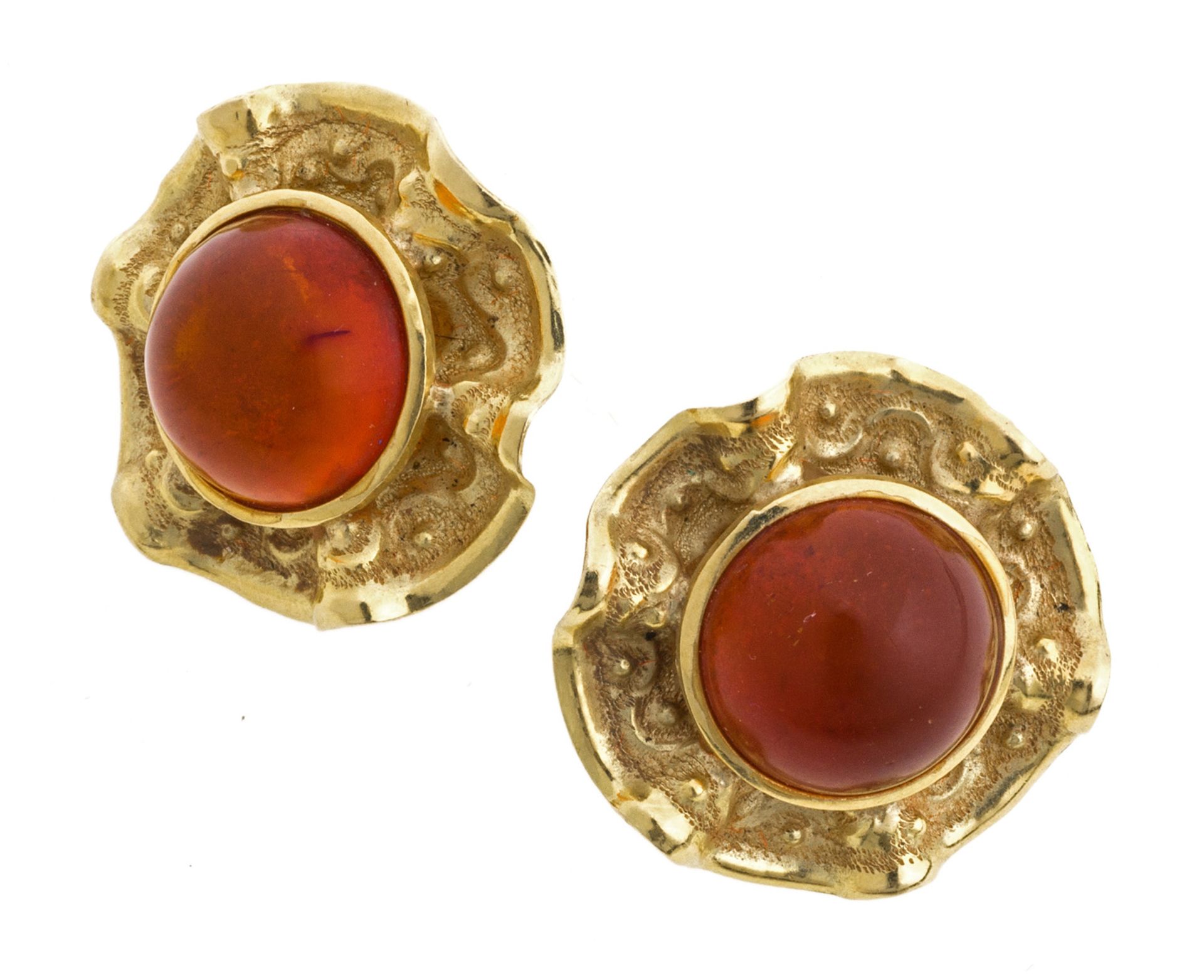 GOLD EARRINGS WITH AMBER