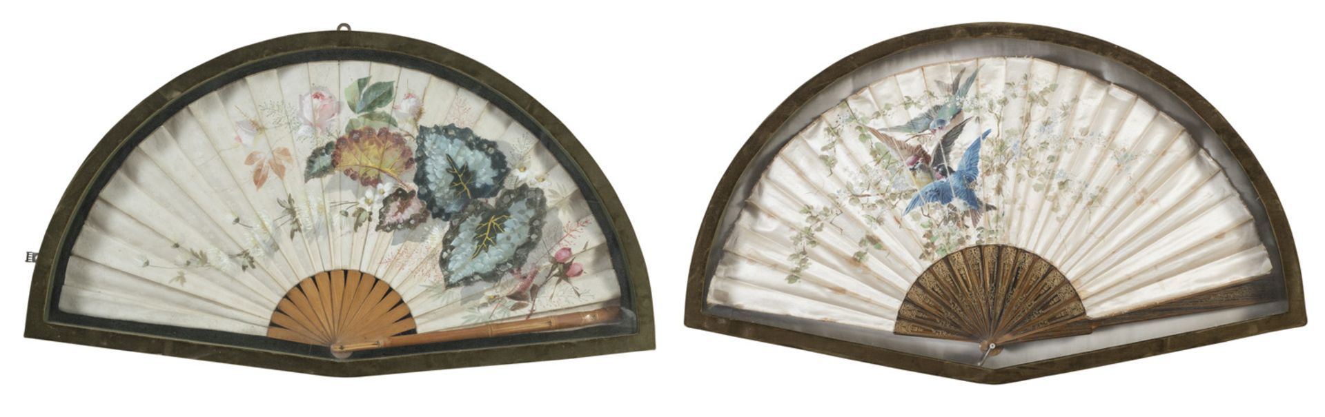 TWO SILK FANS EARLY 20TH CENTURY