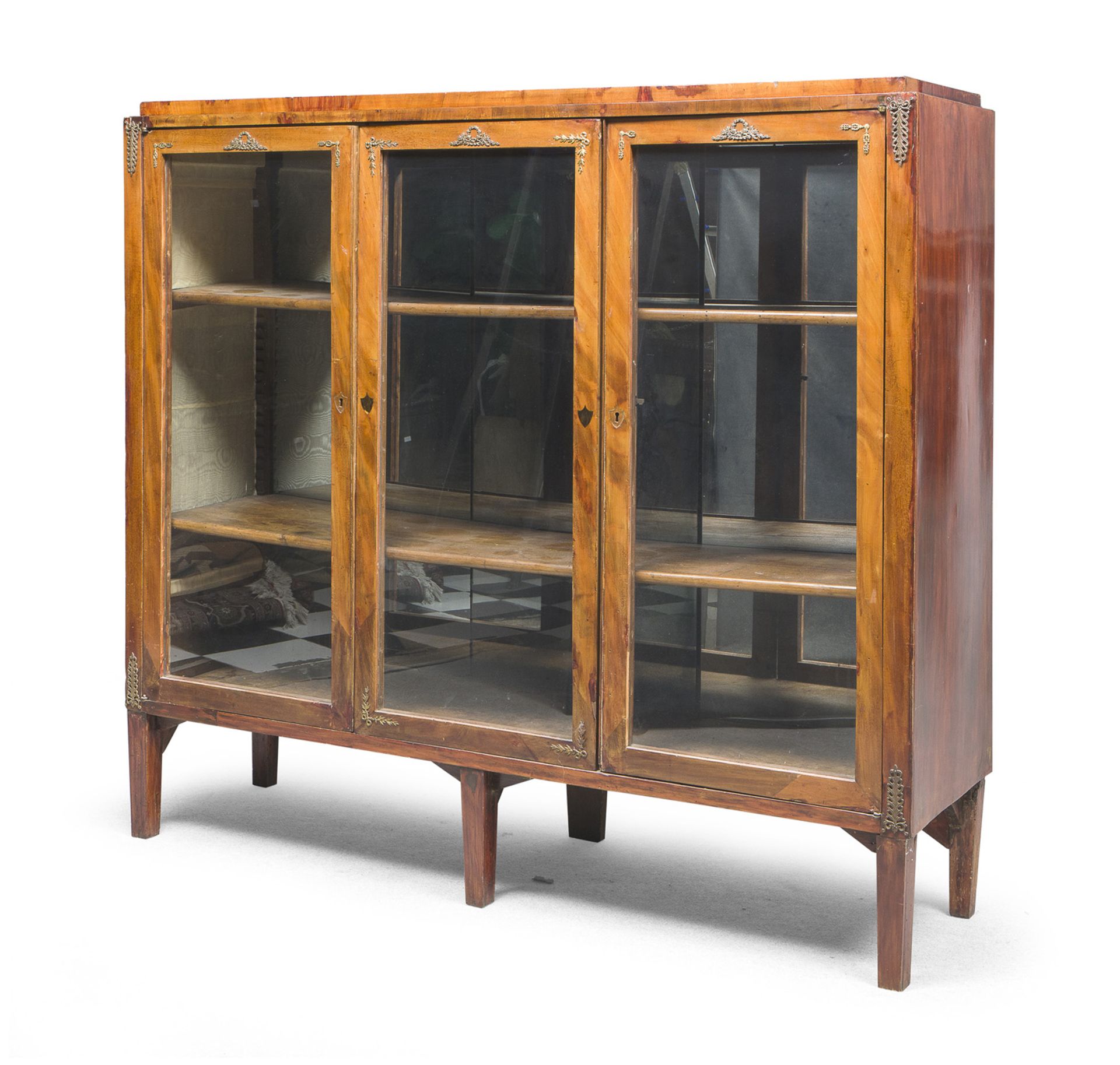 CHERRY BOOKCASE WITH GLASS DOORS TUSCANY EARLY 19TH CENTURY