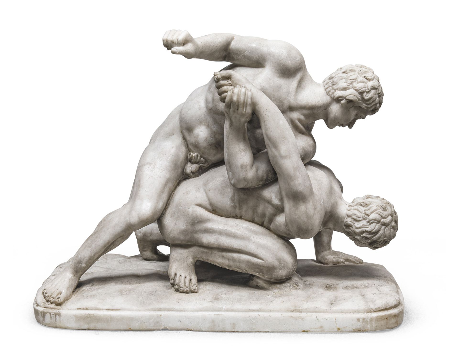 MARBLE GROUP OF ROMAN WRESTLERS 19TH CENTURY