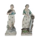 PAIR OF EARTHENWARE FIGURES ENGLAND NEOCLASSICAL PERIOD