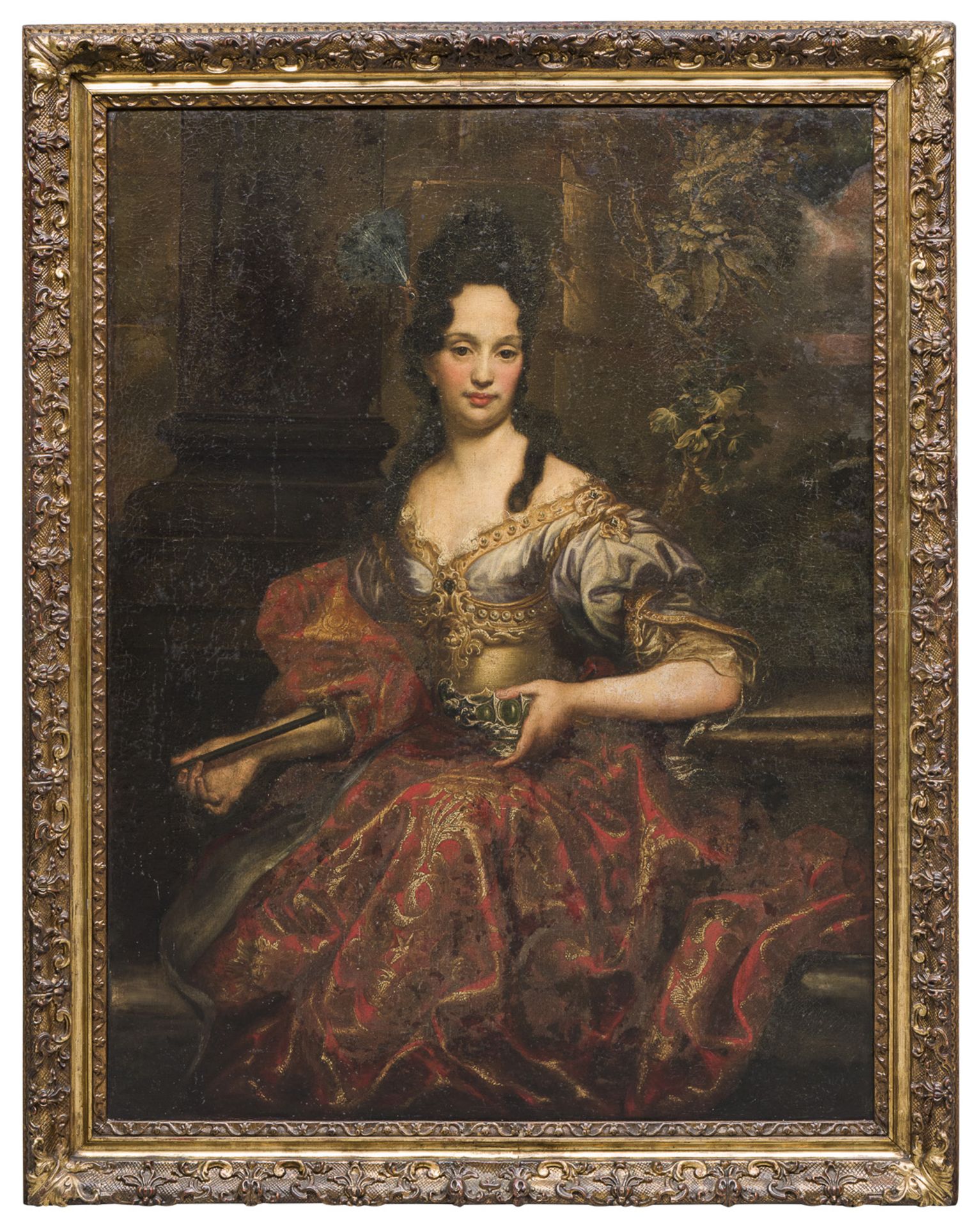 OIL PORTRAIT OF A LADY WOMAN FROM THE WORKSHOP OF LOUIS MICHEL VAN LOO (1707-1771)