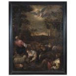 OIL PAINTING OF ANNOUNCEMENT TO THE SHEPHERDS FROM THE WORKSHOP OF JACOPO BASSANO (1515-1592)