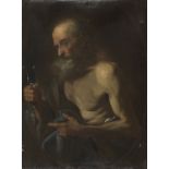 CARAVAGGESQUE OIL PAINTING OF ST BARTHOLOMEW BY FLEMISH PAINTER LATE 17TH CENTURY