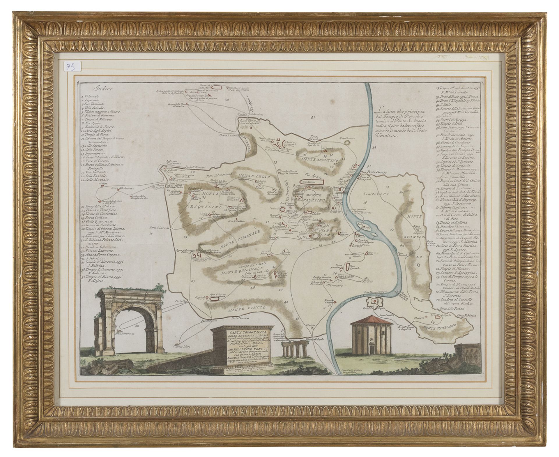 TOPOGRAPHIC MAP OF THE ANTIQUITIES OF ROME 19TH CENTURY