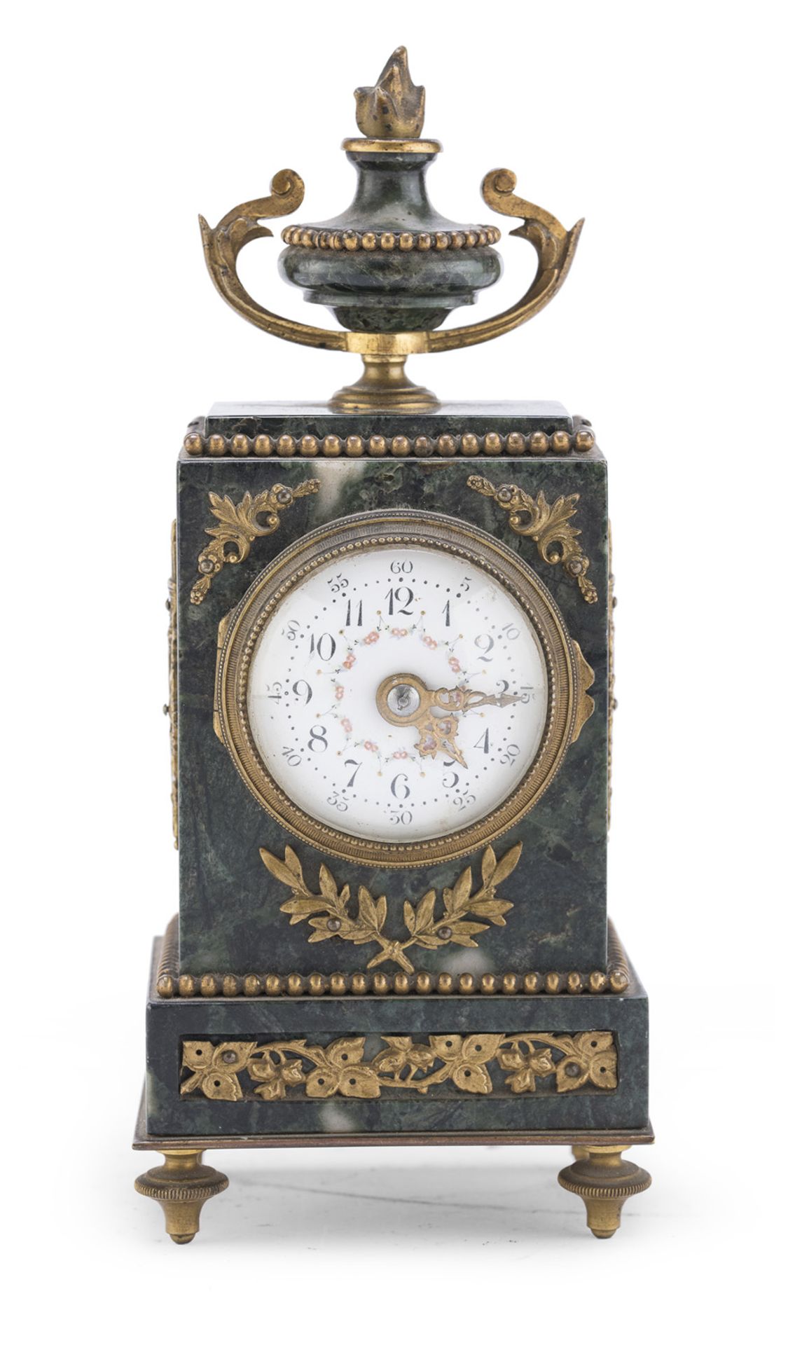 SMALL TABLE CLOCK IN GREEN MARBLE 19TH CENTURY