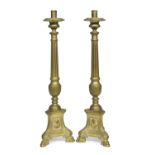 PAIR OF GILT METAL CANDLESTICKS 19TH CENTURY