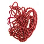 SEVEN STRINGS RED CORAL NECKLACE