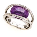 WHITE GOLD RING WITH AMETHYST AND DIAMONDS