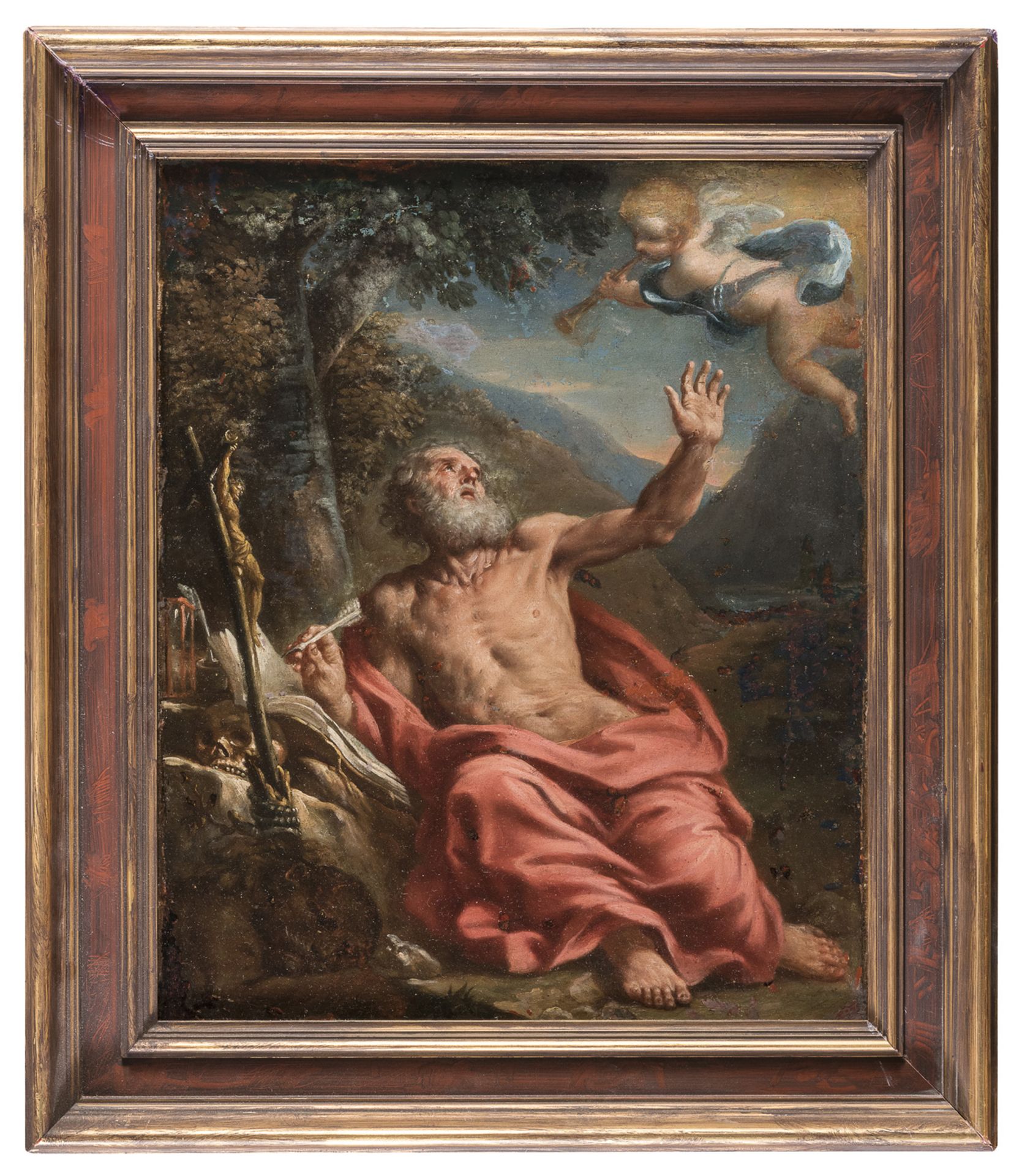 OIL PAINTING OF ST JEROME BY ROMAN PAINTER 18TH CENTURY