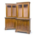PAIR OF DOUBLE BODY WALNUT BOOKCASES CENTRAL ITALY 19TH CENTURY