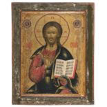 RUSSIAN ICON OF CHRIST PANTOCRATOR. LATE 19TH CENTURY
