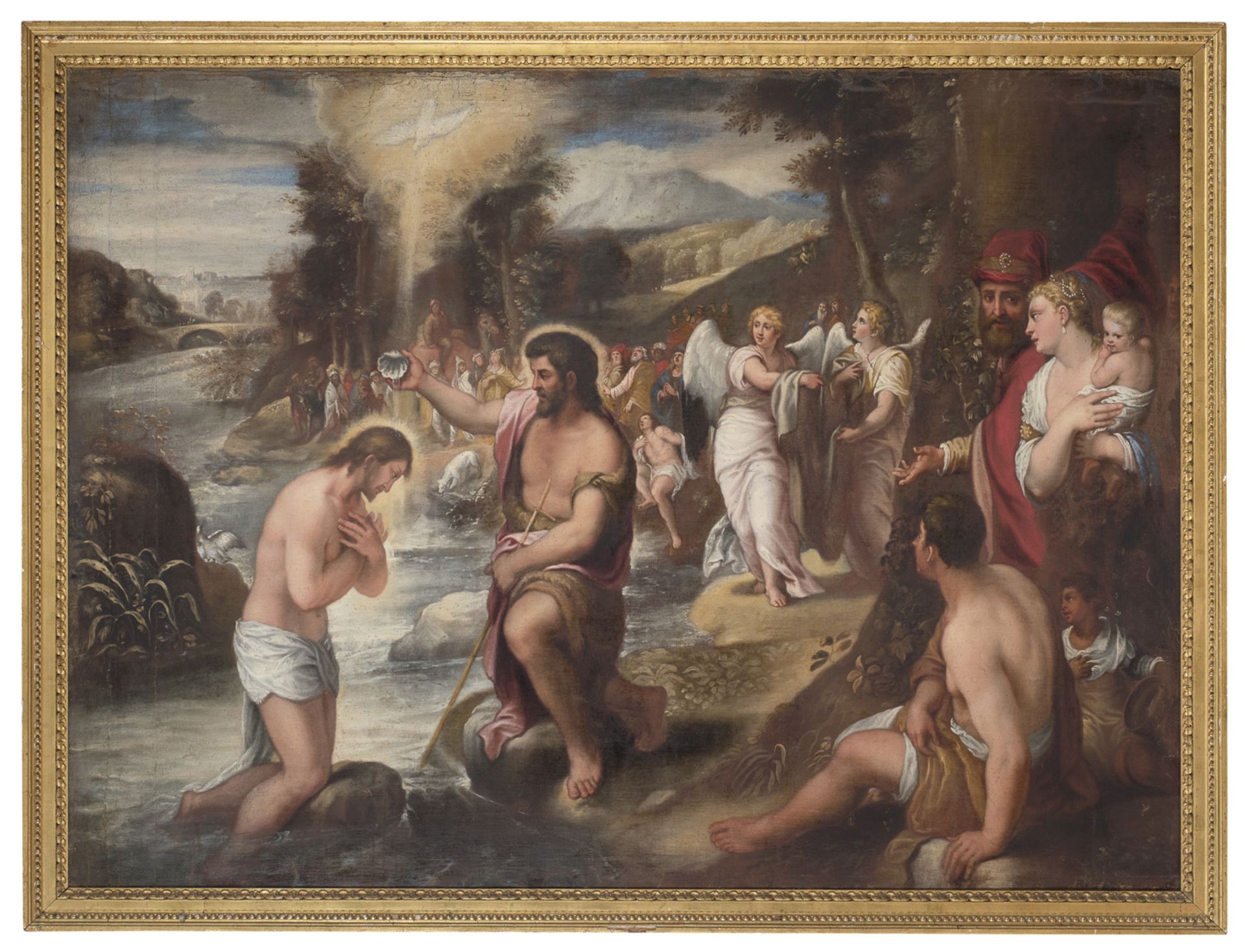 OIL PAINTING OF THE BAPTISM OF JESUS __BY PAOLO FIAMMINGO (1540 ca.-1596)