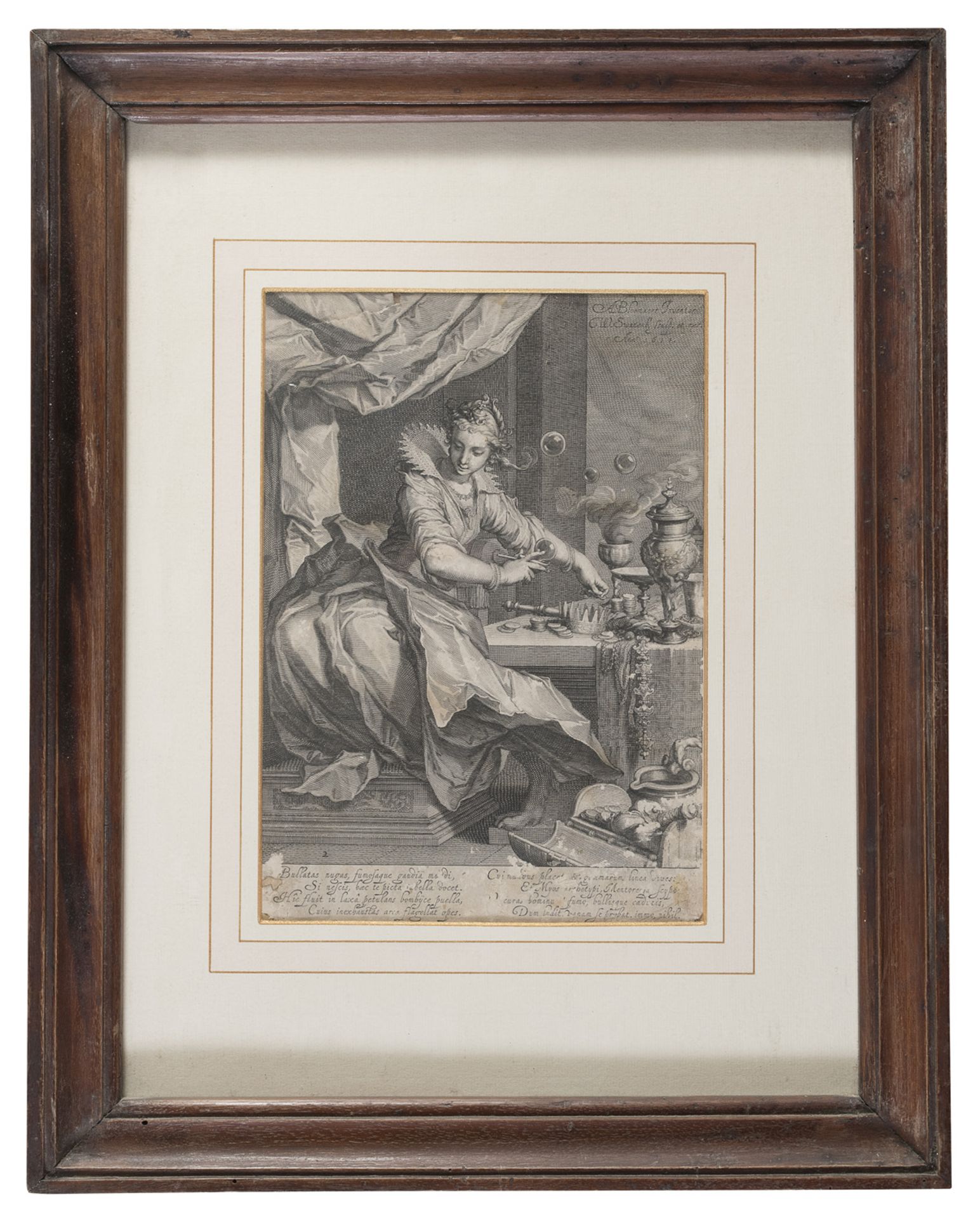 DUTCH ENGRAVING OF ALLEGORY OF VANITY 17TH CENTURY