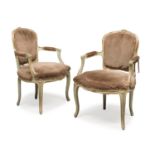 PAIR OF GREEN LACQUERED ARMCHAIRS 19TH CENTURY
